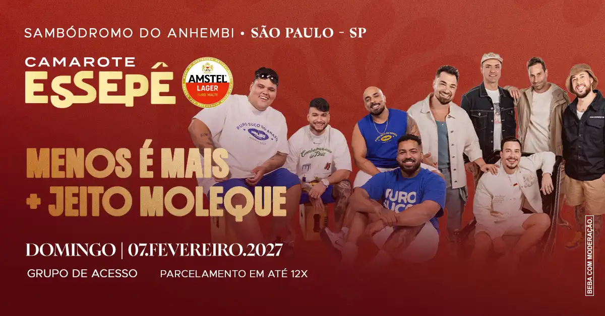 Camarote Essepê 2027 Desfile de Acesso Domingo com Menos é Mais e Jeito Moleque